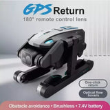 FPV quadcopter drone with dual camera, one-click return and obstacle avoidance sensors