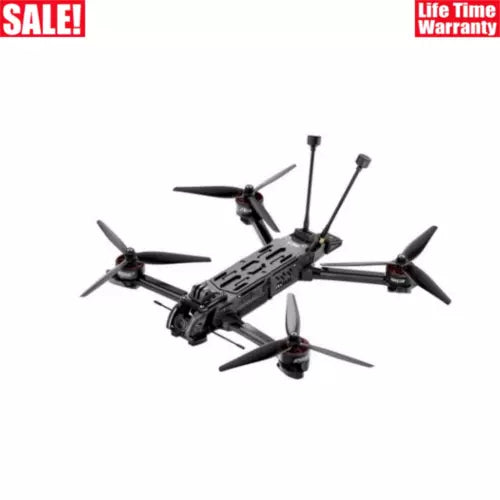 FPV racing drone quadcopter with four propellers and two antennas