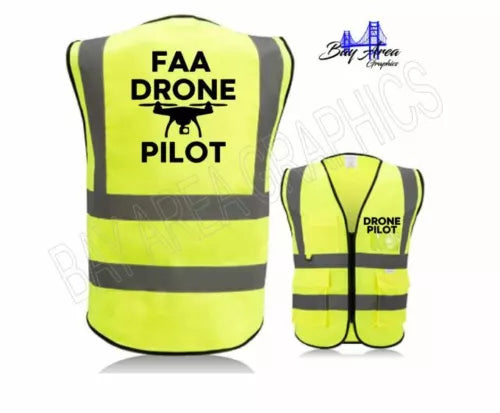 High-visibility yellow safety vest with reflective stripes and front pockets