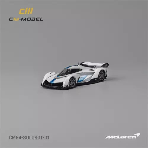 1:64 SolusGT blue and white diecast model car, McLaren