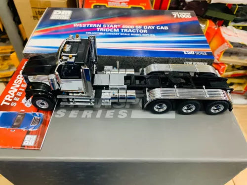 Western Star day cab tridem tractor diecast model truck, detailed silver and black