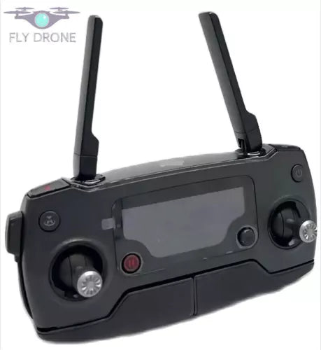 Drone remote controller transmitter with screen and two antennas, black