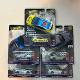 Hot Wheels diecast car multipack with street cars, including a yellow race car