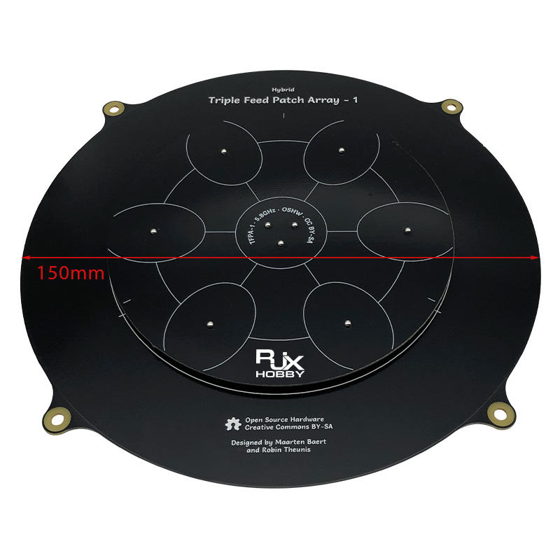 RJXHOBBY triple feed patch antenna, circular black array with mounting holes