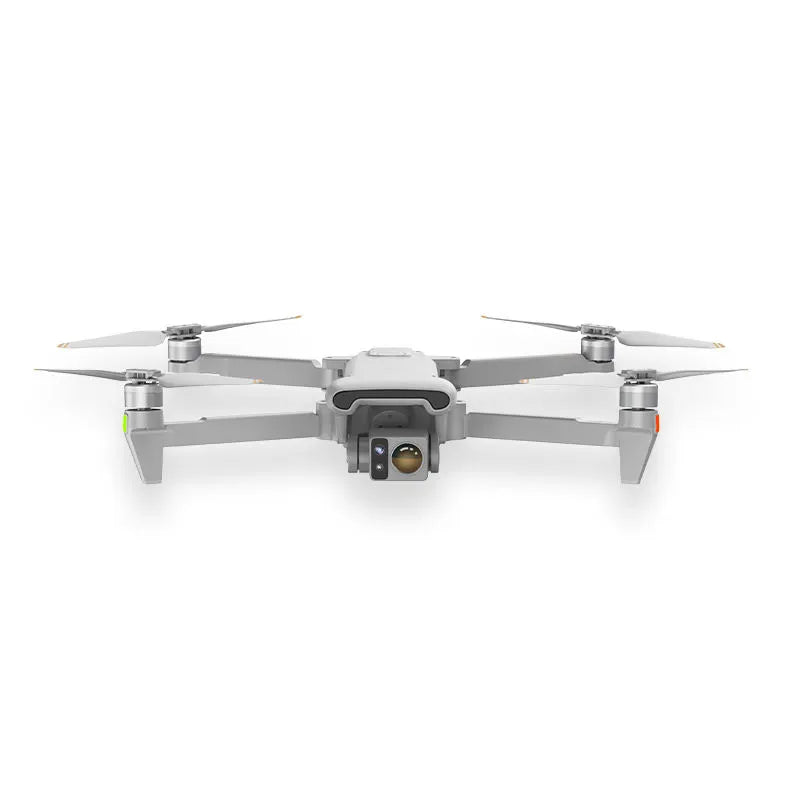 Quadcopter thermal camera drone with front gimbal and four propellers