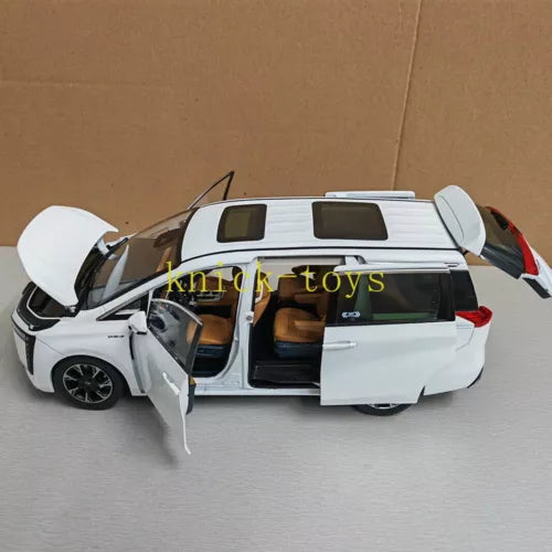 White 1/18 scale diecast car model with open doors