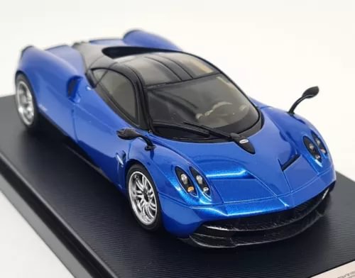 Metallic blue supercar diecast model car with black wheels and windshield