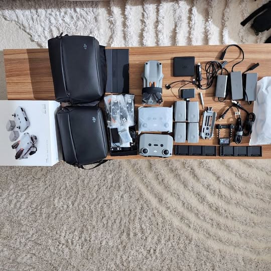 Dark drone travel case with compartments and accessories