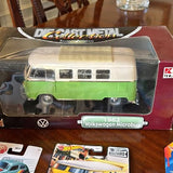 Volkswagen Microbus diecast model bus, green and white with detailed windows