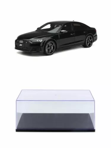 1:18 diecast Audi S8 model car with clear display case, dark gray