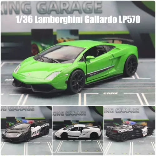 1:36 Lamborghini Gallardo LP570 green diecast model car, front 3/4 view