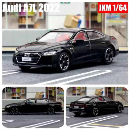 Black diecast Audi A7L sedan model car with front grille and headlights detail