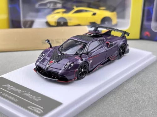 Purple diecast sports racing model car with front grille and headlights detail