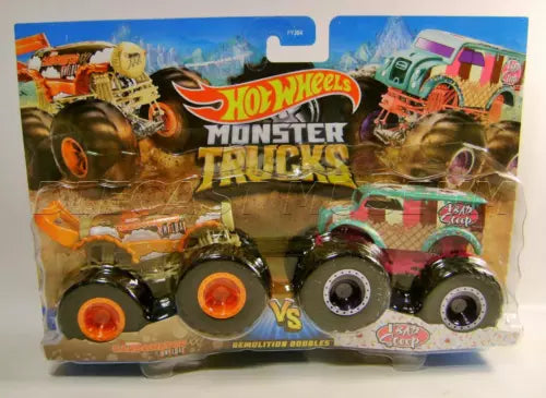 Hot Wheels Monster Trucks 2-pack diecast monster truck toys on blister card