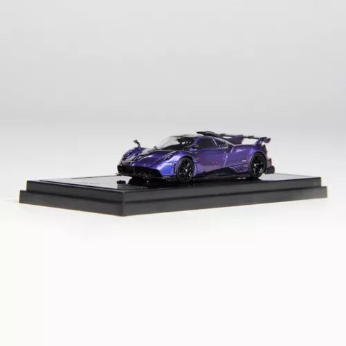 1:64 Pagani Imola diecast sports car model, purple on black display base