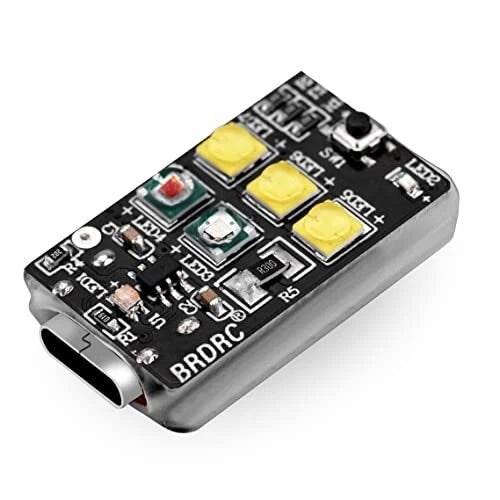 Mini drone strobe LED module with four yellow LEDs and PCB with mounting holes