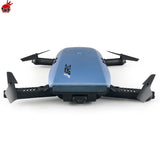Blue and black quadcopter RC drone with foldable arms and built-in front camera