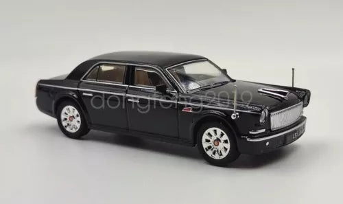 1:64 black luxury sedan diecast model car with detailed chrome grille