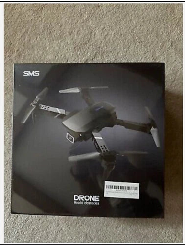 Sealed 4K drone retail box with drone logo and product name