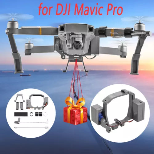 Drone gift dropper dispenser kit for DJI Mavic Pro, with mounting frame