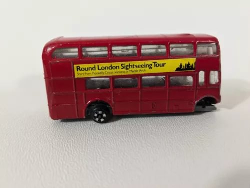 Red diecast double-decker sightseeing bus with Round London Tour sign