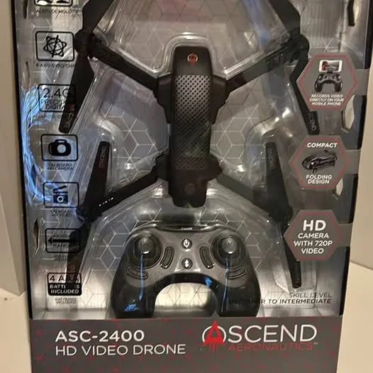 HD video drone kit with remote controller in retail box