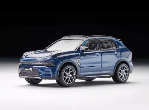 Blue Lynk & Co city SUV diecast model toy, blue with silver wheels