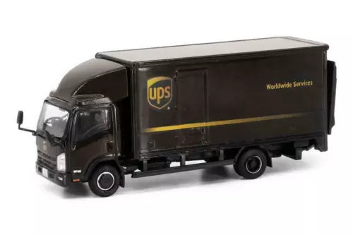 UPS black diecast box lorry truck model with cab and cargo box