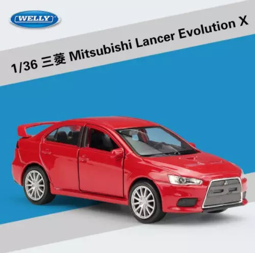 Welly 1:36 Mitsubishi Lancer Evolution X red diecast pullback model car