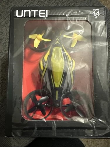 UNTEI 2-in-1 land or air drone in retail box with yellow and black design