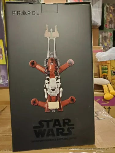 Star Wars Propel quadcopter drone illustration on collectors edition box, orange