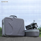 Gray padded drone carrying case with zip closure and fitted interior for drone body