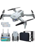 Mini foldable quadcopter drone with dual cameras, propellers, and included controller and case