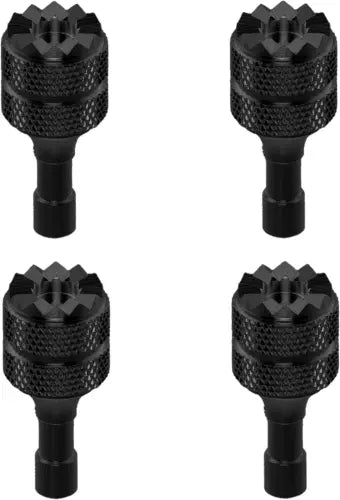 Black detachable drone joystick tips with textured aluminum grip, four angles
