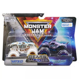 DieCast MonsterJam 2 Pack Max D vs Megalodon, Gears and Galaxies Parts