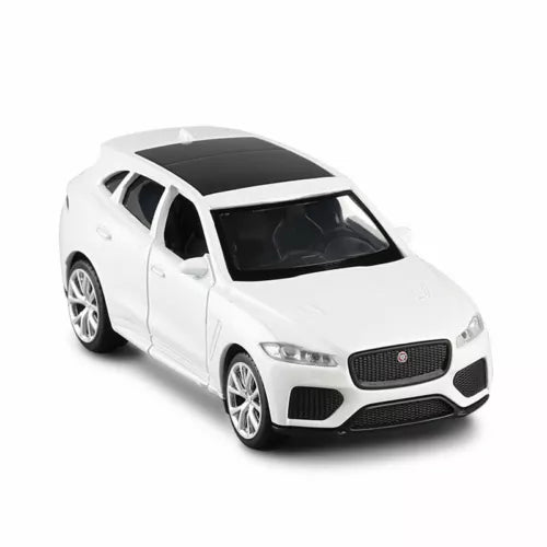 Jaguar F-Pace SUV 1:36 diecast model car, white, front 3/4 view