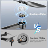 Mini FPV drone with foldable arms and propellers, with motor detail graphics