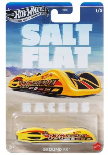 Yellow and black diecast race car toy, Ground FX 826, in retail blister pack