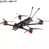FPV long-range analog drone with dark frame, four arms, and twin antennas