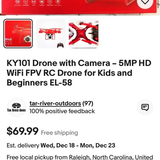 KY101 drone box with red quadcopter graphic and camera WiFi FPV text