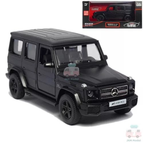 Matte black diecast model car with Mercedes grille and AMG front badge