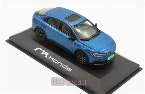 Blue and silver alloy diecast model car with Honda branding on base