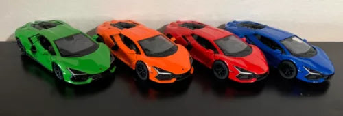 Diecast model car bundle of 4: green, orange, red, and blue sports cars.
