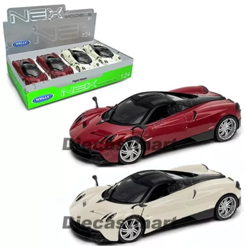 1:24 diecast model car set: red and pearl white cars with black roof