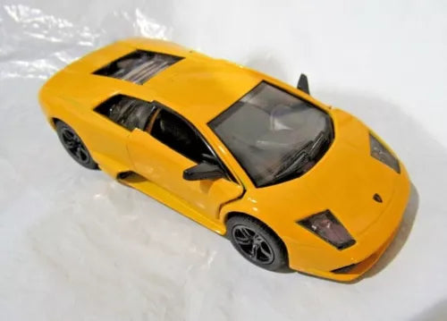 Yellow Lamborghini Murcielago LP640 diecast model car, 1:36 scale, front three-quarter view