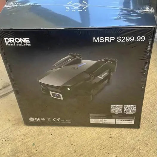 Drone retail box with drone illustration and MSRP $299.99 text