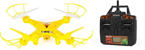 Yellow quadcopter drone with black 2.4GHz controller