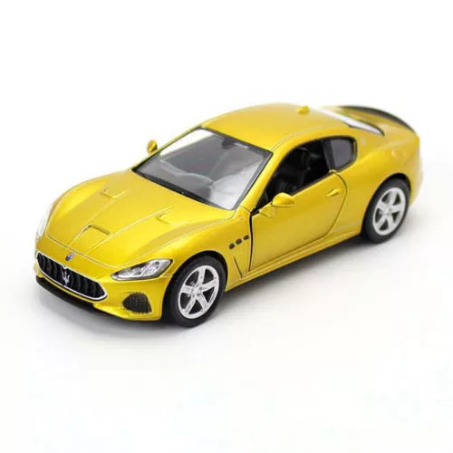 Maserati GranTurismo MC 1:36 diecast model car, yellow with white wheels
