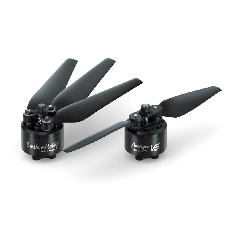 Brotherhobby Avenger V5 FPV drone motor set with foldable propellers, black
