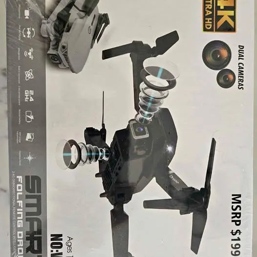 Drone with camera lens and four propellers